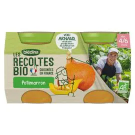 BLÉDINA, LES RECOLTES BIO Petit pot bébé potimarron - dès 4-6 mois 2x130g