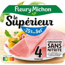 FLEURY MICHON Jambon Le Supérieur conservation sans nitrite réduit en sel 140g