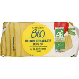MONOPRIX BIO Beurre de baratte demi-sel moulé bio 250g