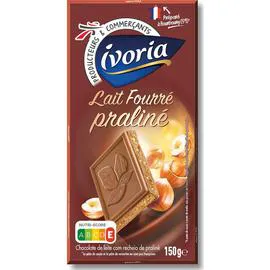 IVORIA Chocolat au lait fourré praliné 150g