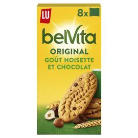 LU, BELVITA Biscuits petit déjeuner goût noisette et chocolat Original 400g