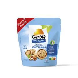 GERBLÉ Biscuit fourrés noisette cacao sans sucres ajoutés 180g