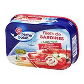 MARQUE REPÈRE, PÊCHE OCÉAN Filets sardines Tomate légumes Sans arête 100g