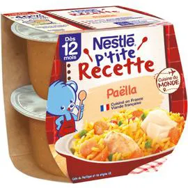 NESTLÉ, P'TITE RECETTE Plat bébé 12+ mois paëlla 2x200g