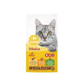 CARREFOUR Croquettes pour chat Adulte à la volaille, aux carottes & aux pois 4kg