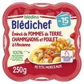 BLÉDINA, BLÉDICHEF Repas bébé 15 mois Pdt champignon poulet 250g