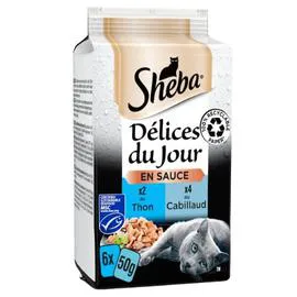 SHEBA Pâtée pour chat aux poissons 6x50g