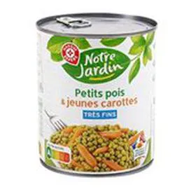 MARQUE REPÈRE, NOTRE JARDIN Petits pois carottes Très fins -A l'étuvée 530g