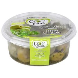 CROC'FRAIS Olives vertes de Grèce dénoyautées au thym citron 150g