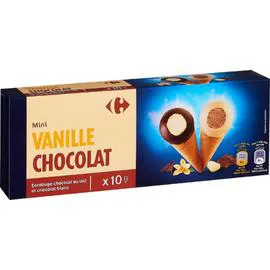 CARREFOUR Glaces mini cônes vanille chocolat 177g