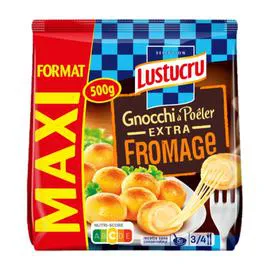 LUSTUCRU Pâtes Fraîches Gnocchi à Poêler Extra Fromage 500g