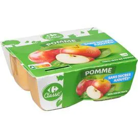 CARREFOUR CLASSIC' Compote pomme sans sucres ajoutés 4x100g