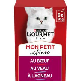 PURINA, GOURMET Pâtée pour chat Mon Petit, viandes 6x50g
