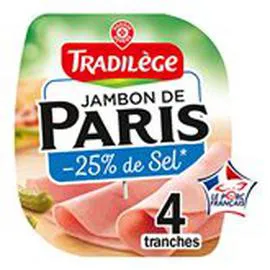 MARQUE REPÈRE, TRADILÈGE Jambon de Paris -25% de sel - 4 tranches 140g