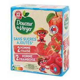 MARQUE REPÈRE, DOUCEUR DU VERGER Dessert fruitier Douceur Verger pomme fraise framboise 4x90g