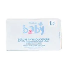 AUCHAN, COSMIA BABY Sérum physiologique 40x5ml