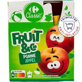 CARREFOUR Compote pomme allégées en sucres 4x90g