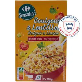 CARREFOUR SENSATION Mélange Boulgour lentilles petits pois 2x200g