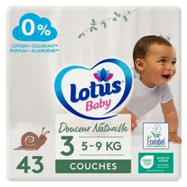 LOTUS BABY Couches bébé taille 3 : 5 - 9kg douceur naturelle x43