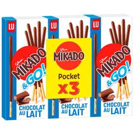 LU, MIKADO Biscuits nappés au chocolat au lait 3x39g