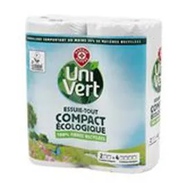 MARQUE REPÈRE, UNI VERT Essuie-tout Compact Ecologique x2