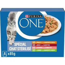 PURINA, ONE Pâtée pour chat Stérilisés assortiment 8x85g