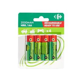CARREFOUR Pile rechargeable AA/HR6 2000mAh préchargées x4 x4