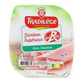 MARQUE REPÈRE, TRADILÈGE Jambon supérieur Label rouge découenné x4 160g