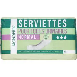 MONOPRIX Serviettes pour fuites urinaires normal l'unité