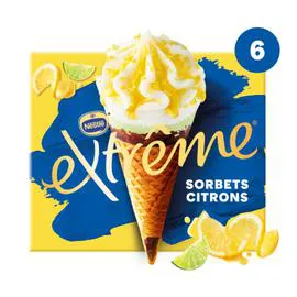 NESTLÉ, EXTRÊME Glace Cône sorbet citron jaune et vert 426g