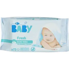 CARREFOUR BABY Lingettes bébé Fresh Aloe Vera x72 