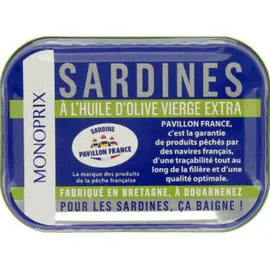 MONOPRIX Sardines à l'huile d'olive vierge extra 87g