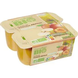 CARREFOUR BIO Compote pomme abricot sans sucres ajoutés Bio 4x100g