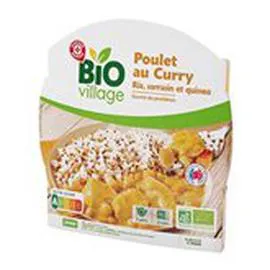 MARQUE REPÈRE, BIO VILLAGE Poulet au curry Riz quinoa sarrasin 300g