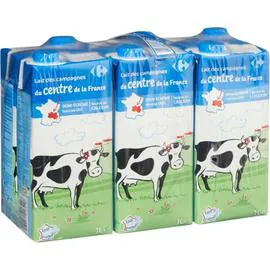 CARREFOUR Lait Demi-Ecreme Stérilisé UHT Calcium du Centre de la France 6x1l