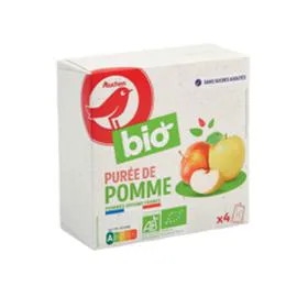 AUCHAN BIO Gourdes purée de pomme sans sucres ajoutés 360g