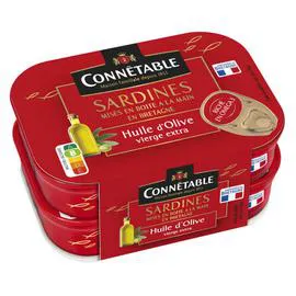 CONNÉTABLE Sardines à l'Huile d'Olive Vierge Extra 2x115g