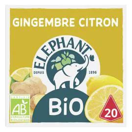 THÉ ÉLÉPHANT Infusion gingembre citron Bio 20x1,7g
