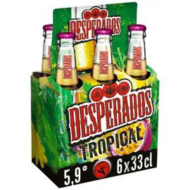 DESPERADOS Bière Tropical aromatisée Rhum Fruit de la passion,Citron vert 6x33cl