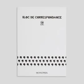 MONOPRIX MAISON Bloc de correspondance, 21x29,7cm, uni, 50 feuilles l'unité