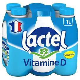 LACTEL Lait Demi-Ecrémé UHT Vitamine D 6x1l