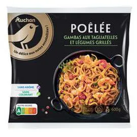 AUCHAN GOURMET Poêlée de gambas tagliatelles et légumes grillés 600g