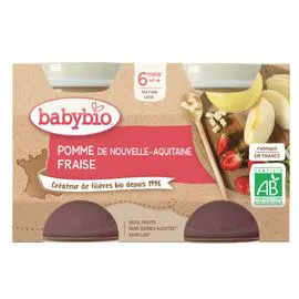 BABYBIO Compotes bébé dès 6 mois, pomme fraise 2x130g