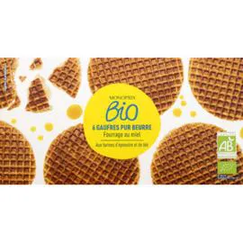 MONOPRIX BIO Gaufres fourrage au miel bio 175g