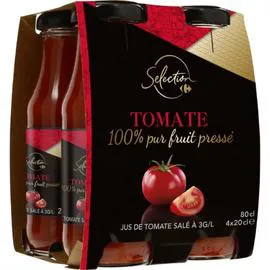 CARREFOUR SELECTION Jus de tomate salé pur jus 4x20cl