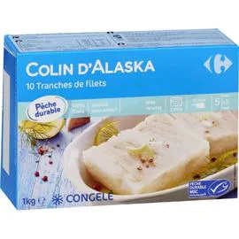 CARREFOUR Filets colin d'Alaska tranches 10x100g