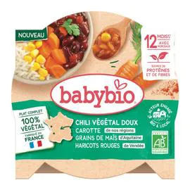 BABYBIO Chili végétarien doux Carotte des Landes ,Grain de maïs d'Aquitaine, Bio l'unité