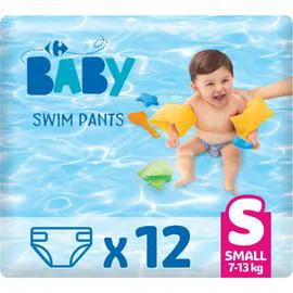 CARREFOUR BABY Couches-culotte de bain taille S : 7-13 kg x12