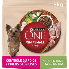 PURINA, ONE Croquettes pour chien mini 1 dinde riz 1,5kg