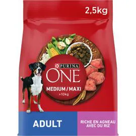 PURINA, ONE Croquettes pour chien agneau et riz 2,5kg